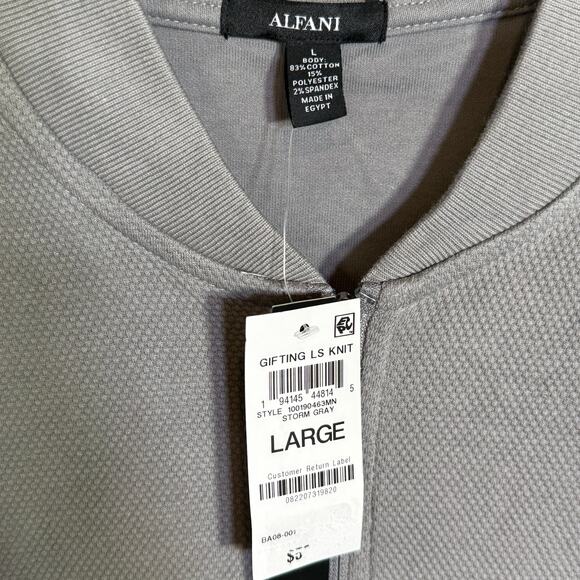 Alfani Men's Pique Knit Bomber Jacket, storm gray  Large $50 - Picture 5 of 5